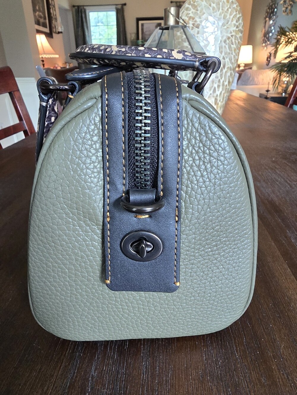 Coach Ruby Olive Green Satchel with Snakeskin Handles - Picture 9 of 13